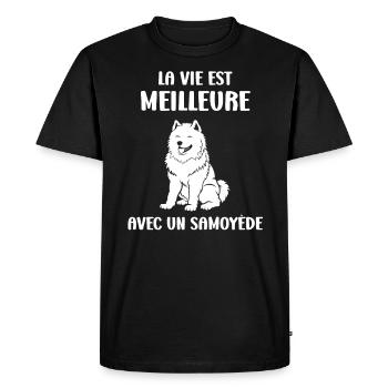 Humour Chien Samoyède - T-shirt Premium bio Homme - noir - Devant - Nico (187cm)
