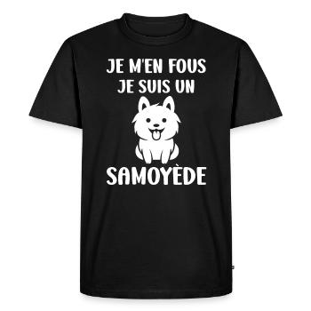 Humour Chien Samoyède - T-shirt Premium bio Homme - noir - Devant - Nico (187cm)