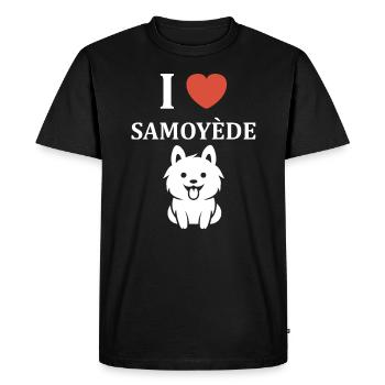 Humour Chien Samoyède - T-shirt Premium bio Homme - noir - Devant - Nico (187cm)