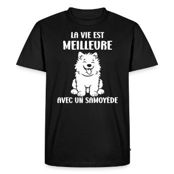 Humour Chien Samoyède - T-shirt Premium bio Homme - noir - Devant - Nico (187cm)