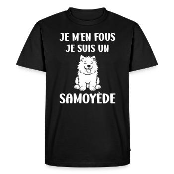 Humour Chien Samoyède - T-shirt Premium bio Homme - noir - Devant - Nico (187cm)