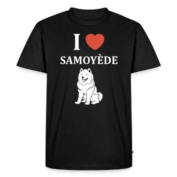 Humour Chien Samoyède - T-shirt Premium bio Homme - noir - Devant - Nico (187cm)