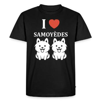 Humour Chien Samoyède - T-shirt Premium bio Homme - noir - Devant - Nico (187cm)