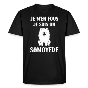 Humour Chien Samoyède - T-shirt Premium bio Homme - noir - Devant - Nico (187cm)