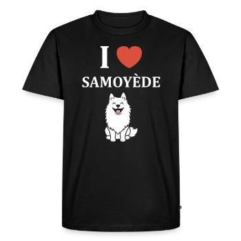 Humour Chien Samoyède - T-shirt Premium bio Homme - noir - Devant - Nico (187cm)