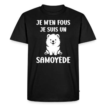 Humour Chien Samoyède - T-shirt Premium bio Homme - noir - Devant - Nico (187cm)