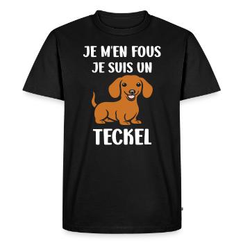 Humour chien teckel - T-shirt Premium bio Homme - noir - Devant - Nico (187cm)