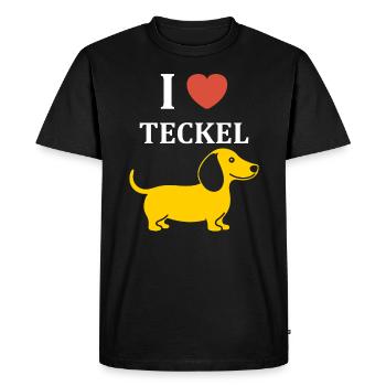 Humour chien teckel - T-shirt Premium bio Homme - noir - Devant - Nico (187cm)