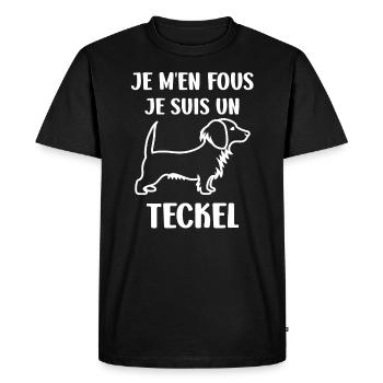 Humour chien teckel - T-shirt Premium bio Homme - noir - Devant - Nico (187cm)