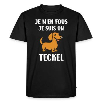 Humour chien teckel - T-shirt Premium bio Homme - noir - Devant - Nico (187cm)