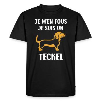 Humour chien teckel - T-shirt Premium bio Homme - noir - Devant - Nico (187cm)
