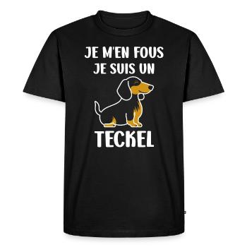 Humour chien teckel - T-shirt Premium bio Homme - noir - Devant - Nico (187cm)