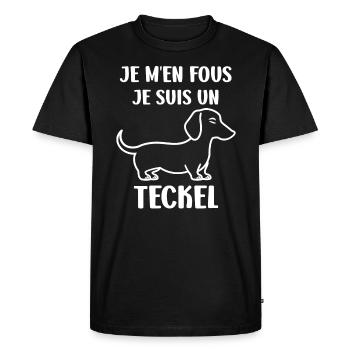 HUmour chien teckel - T-shirt Premium bio Homme - noir - Devant - Nico (187cm)