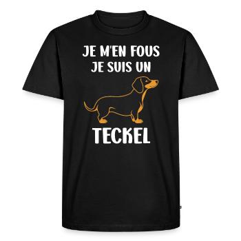 HUmour chien teckel - T-shirt Premium bio Homme - noir - Devant - Nico (187cm)