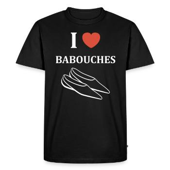 Humour babouches - T-shirt Premium bio Homme - noir - Devant - Nico (187cm)