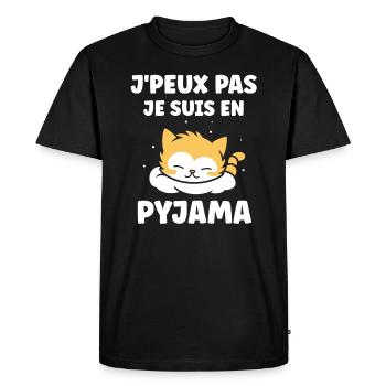 Je peux pas je suis en pyjama - T-shirt Premium bio Homme - noir - Devant - Nico (187cm)