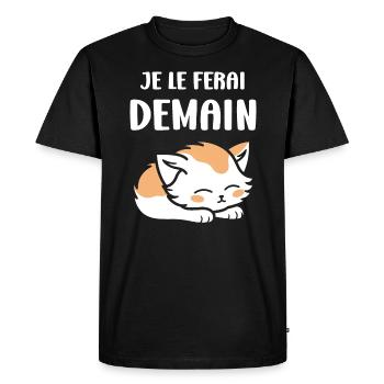 Je le ferai demain - T-shirt Premium bio Homme - noir - Devant - Nico (187cm)