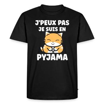 Je peux pas je suis en pyjama - T-shirt Premium bio Homme - noir - Devant - Nico (187cm)
