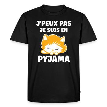 Je peux pas je suis en pyjama - T-shirt Premium bio Homme - noir - Devant - Nico (187cm)