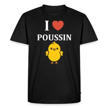 Humour bébé poussin - T-shirt Premium bio Homme - noir - Devant - Nico (187cm)