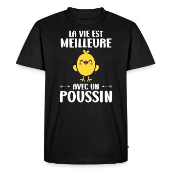 Humour petit poussin - T-shirt Premium bio Homme - noir - Devant - Nico (187cm)