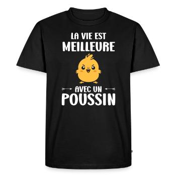 Humour petit poussin - T-shirt Premium bio Homme - noir - Devant - Nico (187cm)