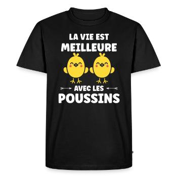 Humour petit poussin - T-shirt Premium bio Homme - noir - Devant - Nico (187cm)