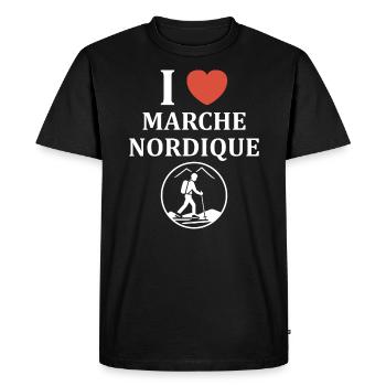 Randonné humour marche nordique - T-shirt Premium bio Homme - noir - Devant - Nico (187cm)