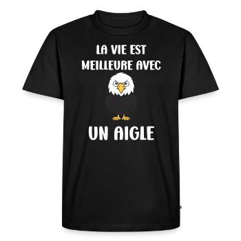 Citation humour Oiseau aigle - T-shirt Premium bio Homme - noir - Devant - Nico (187cm)