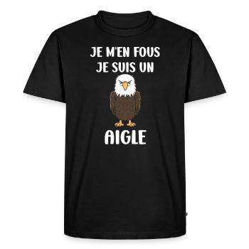 Citation humour Oiseau aigle - T-shirt Premium bio Homme - noir - Devant - Nico (187cm)