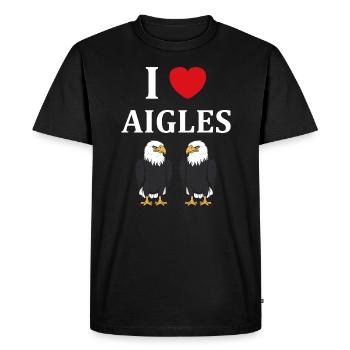 Citation humour Oiseau aigle - T-shirt Premium bio Homme - noir - Devant - Nico (187cm)