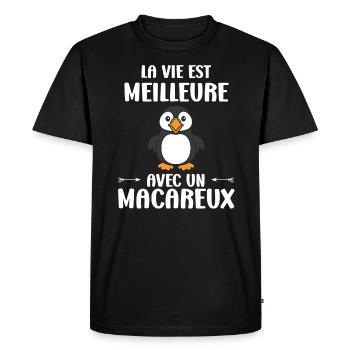 macareux - T-shirt Premium bio Homme - noir - Devant - Nico (187cm)