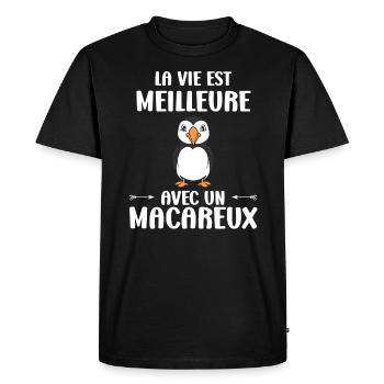 macareux - T-shirt Premium bio Homme - noir - Devant - Nico (187cm)