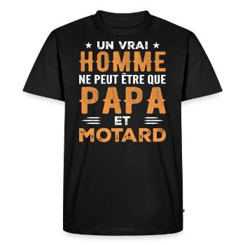 A Real Man Is Just Dad and Biker - Men's Premium Organic T-Shirt - black - Front - Nico (187cm)
