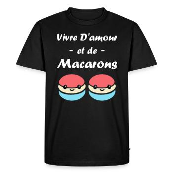 macarons - T-shirt Premium bio Homme - noir - Devant - Nico (187cm)
