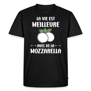 Humour mozzarella - T-shirt Premium bio Homme - noir - Devant - Nico (187cm)