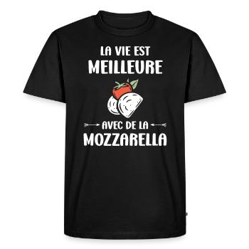 Humour mozzarella - T-shirt Premium bio Homme - noir - Devant - Nico (187cm)
