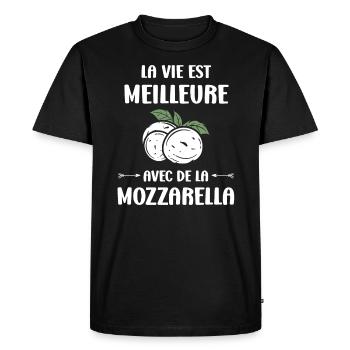 Humour mozzarella - T-shirt Premium bio Homme - noir - Devant - Nico (187cm)