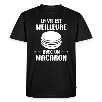 macarons - T-shirt Premium bio Homme - noir - Devant - Nico (187cm)