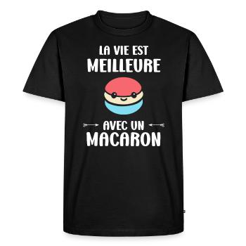 macarons - T-shirt Premium bio Homme - noir - Devant - Nico (187cm)