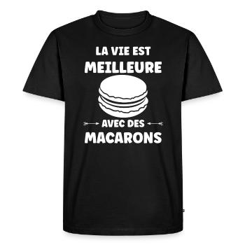 macarons - T-shirt Premium bio Homme - noir - Devant - Nico (187cm)