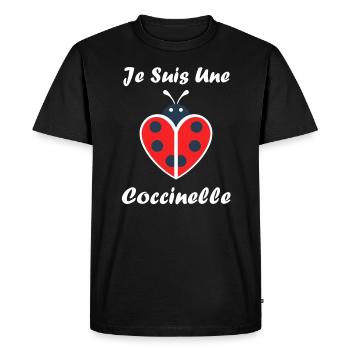 Citation Humour Petite coccinelle - T-shirt Premium bio Homme - noir - Devant - Nico (187cm)