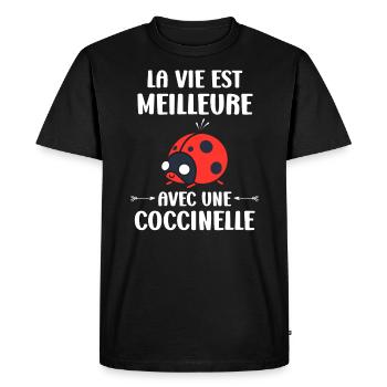 Citation Humour Petite coccinelle - T-shirt Premium bio Homme - noir - Devant - Nico (187cm)