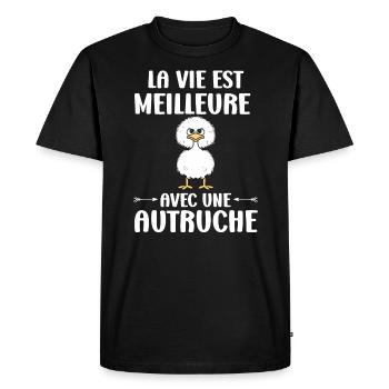 Humour autruche - T-shirt Premium bio Homme - noir - Devant - Nico (187cm)