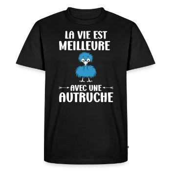 Humour autruche - T-shirt Premium bio Homme - noir - Devant - Nico (187cm)