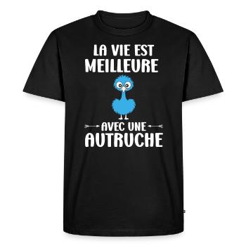 Humour autruche - T-shirt Premium bio Homme - noir - Devant - Nico (187cm)