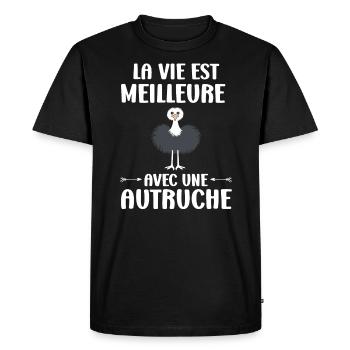 Humour autruche - T-shirt Premium bio Homme - noir - Devant - Nico (187cm)