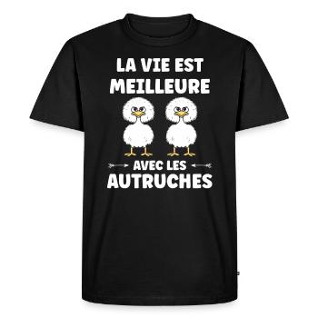 Humour autruche - T-shirt Premium bio Homme - noir - Devant - Nico (187cm)