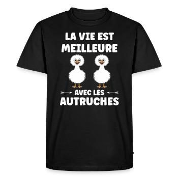 Humour autruche - T-shirt Premium bio Homme - noir - Devant - Nico (187cm)