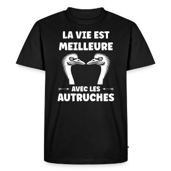Citation autruche - T-shirt Premium bio Homme - noir - Devant - Nico (187cm)